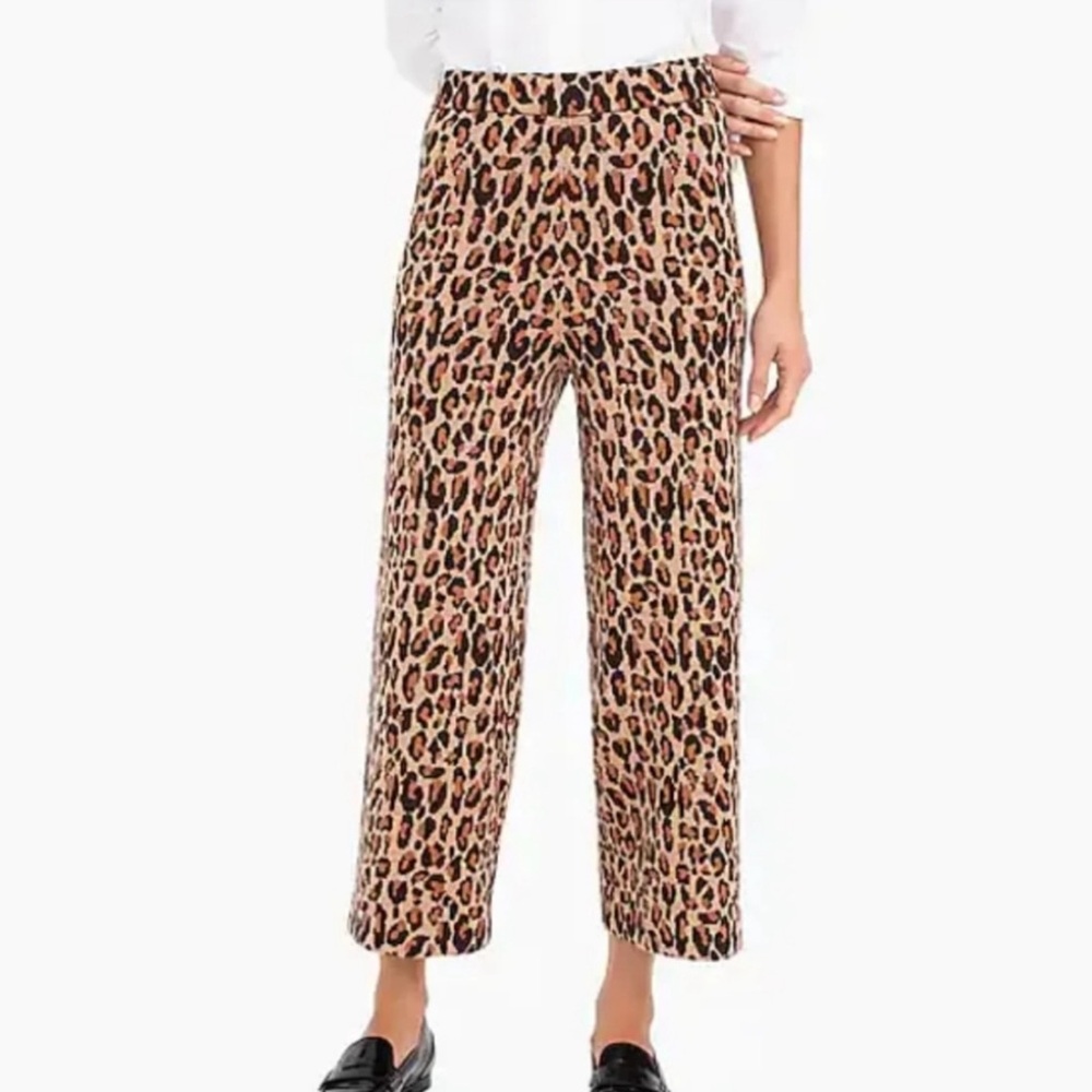 Demylee x J. Crew leopard wool pants sz large